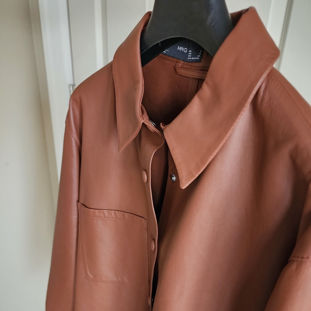 Mango Genuine Leather Jacket - Picture 12 of 14